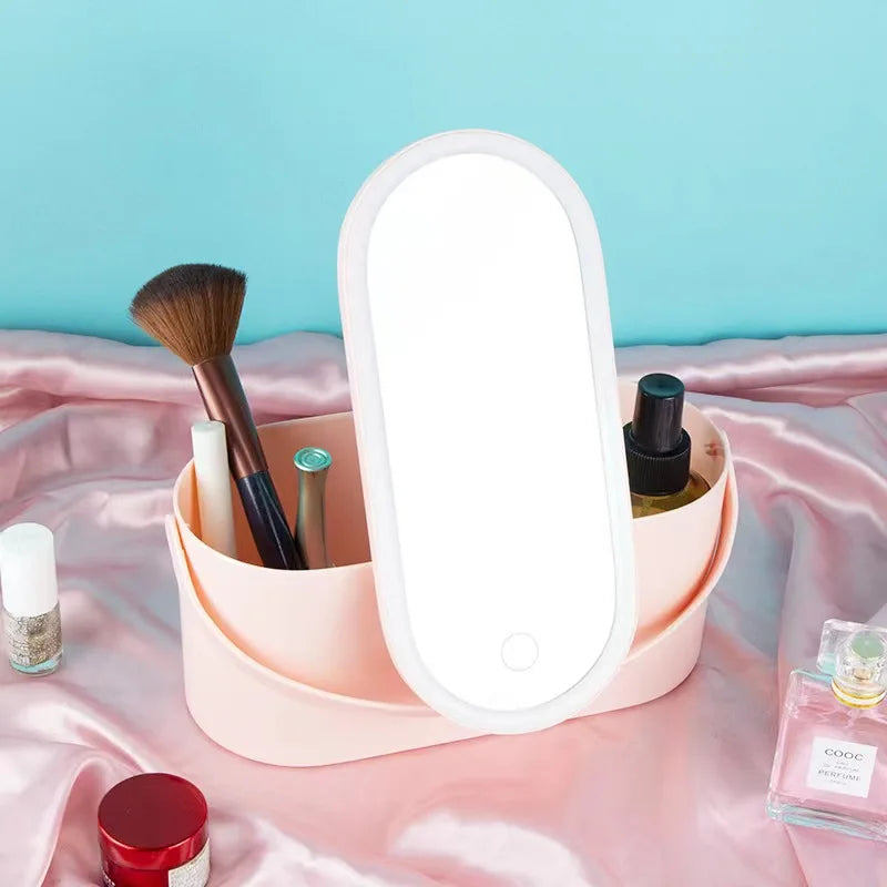 "✨ Transform Your Makeup Game! ✈️ Meet the Portable Makeup Organizer with LED Mirror - Perfect for on-the-go glam! 💄✨ #TravelEssentials #MakeupLover"