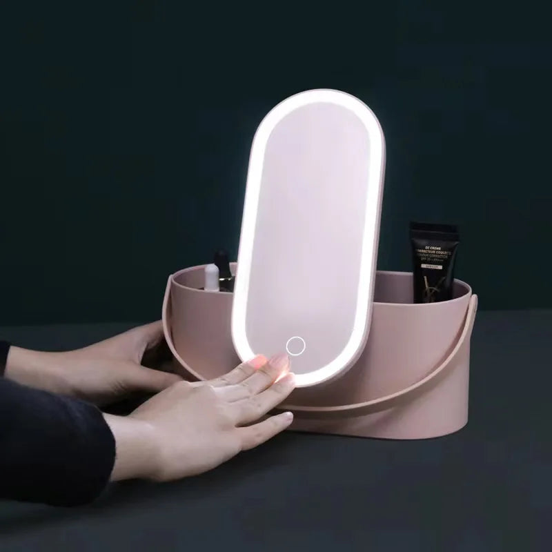 "✨ Transform Your Makeup Game! ✈️ Meet the Portable Makeup Organizer with LED Mirror - Perfect for on-the-go glam! 💄✨ #TravelEssentials #MakeupLover"